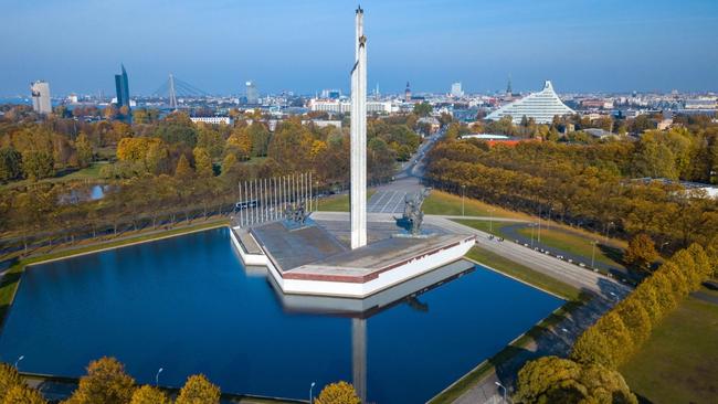 The 79-metre Victory Monument stood in Riga for almost 40 years before being demolished. Picture: Alamy