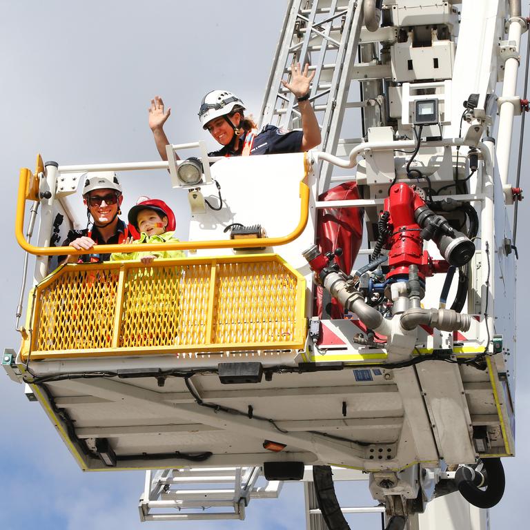 “I love heights”, Slater yelled to his mum down below. “Go higher please!”. Picture: Glenn Hampson