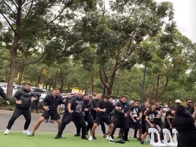 The haka was performed as the coffin was taken away.