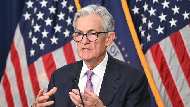 US Federal Reserve chairman Jerome Powell discusses the cut. Picture: Mandel Ngan/AFP