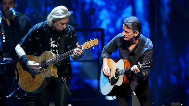 The Eagles at the Brisbane Entertainment Centre on Saturday night. Picture: AAP/David Clark