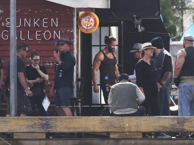 Screen crew on the Gold Coast set of Aquaman during a location shoot at Main Beach. Locals have the chance to land a crew job on the next film to shoot here, Dora The Explorer. Picture Glenn Hampson.