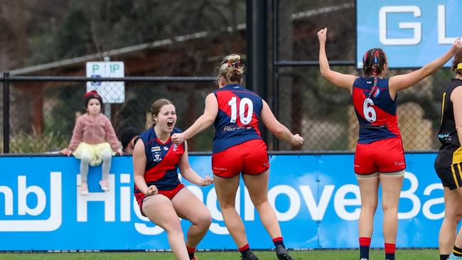 Coburg players celebrating a win. Picture: Craig