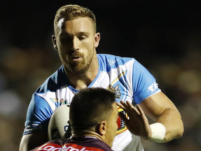 Titans' Bryce Cartwright during the Brisbane Broncos and Gold Coast Titans pre-season NRL match at the Clive Berghofer Stadium, Toowoomba, Saturday, 17th of February 2018.  (AAP Image/Josh Woning)