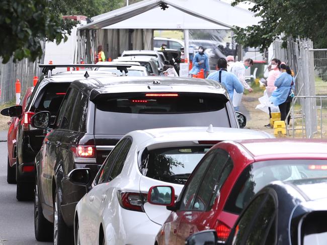 Covid testing during Melbourne’s second lockdown. Picture: David Crosling