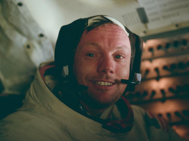 Neil Armstrong inside Lunar Module on Apollo 11. (NASA/National Archives and Records Administration). Used in the National Geographic documentary Apollo: Missions To The Moon.