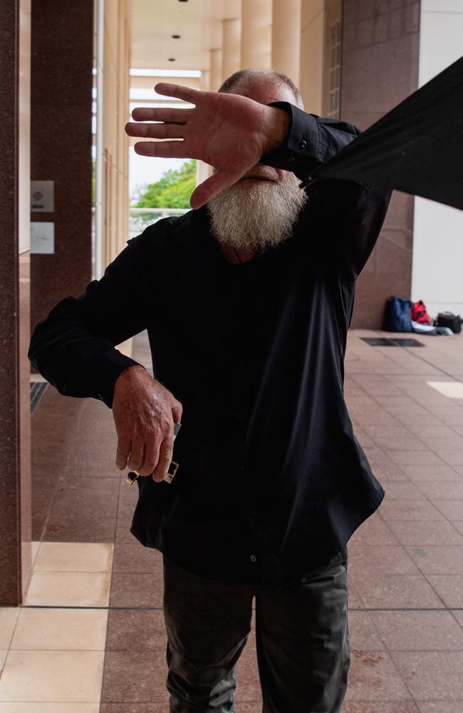 Wayne Peter Hunt comes out of the Supreme Court trial after pleading guilty to dangerous driving killing 11-year-old Daemarius Purcell-Appo with his ute in a Moulden car park. Picture: Pema Tamang Pakhrin