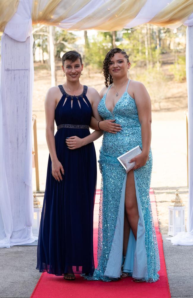 Kira Raison and Ava McAndrew arrive at the Gympie State High School formal 2023. November 16, 2023. Picture: Christine Schindler