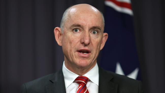 CANBERRA, AUSTRALIA - NewsWire Photos, AUGUST, 19, 2021:  Stuart Robert at a press conference at Parliament House in Canberra.Picture: NCA NewsWire/Gary Ramage