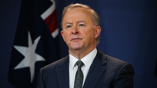 The Leader of the Australian Labor Party, Anthony Albanese, is seen during a press conference. Picture: NCA NewsWire / Gaye Gerard