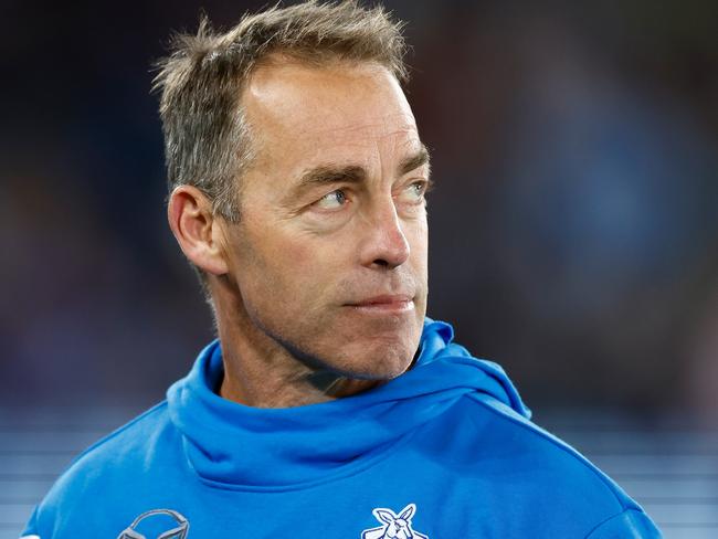 MELBOURNE, AUSTRALIA - MAY 07: Alastair Clarkson, Senior Coach of the Kangaroos looks on during the 2023 AFL Round 08 match between the North Melbourne Kangaroos and the St Kilda Saints at Marvel Stadium on May 7, 2023 in Melbourne, Australia. (Photo by Michael Willson/AFL Photos via Getty Images)