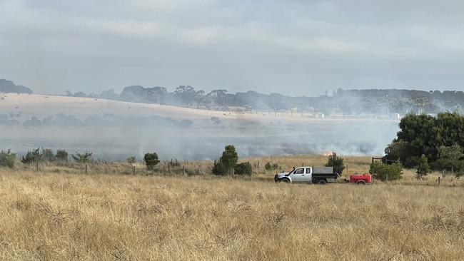 A grassfire burnt out of control right next to Cowes on Friday.