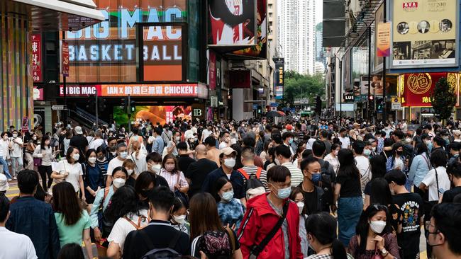 Population density can be seen in the crowded streets of Hong Kong. Picture: Getty Images