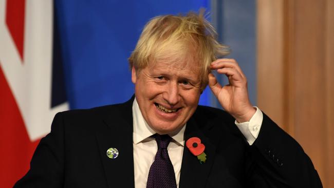 Boris Johnson briefs the press in Downing Street. Picture: Getty Images