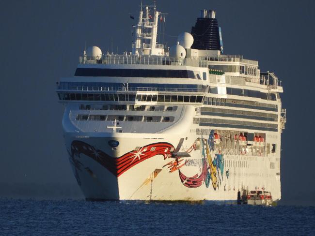 Norwegian Jewel cruiseliner seen near Portarlington this morning. Picture: Supplied/Sheryl Collins