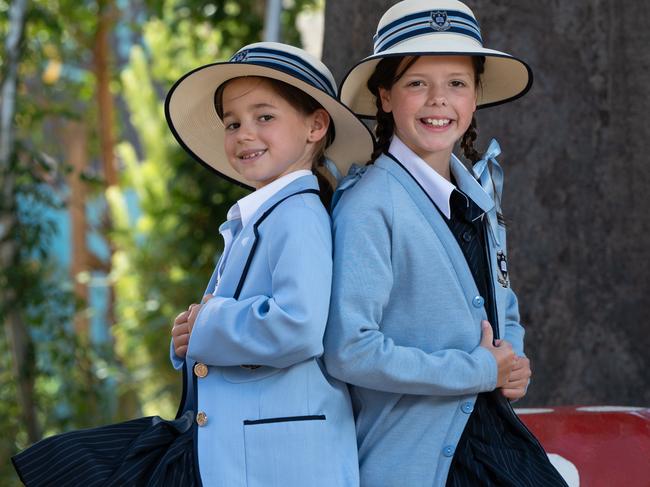 15th of January 2025  - Walford has a new all-seasons uniform for 2025. For a story on uniform costs. Parents will save not having to buy uniforms for different seasons. Pics of Walford girls, friends (L-R) Alice and Coco, both 9, wearing their new uniforms at the school. Photo: Naomi Jellicoe