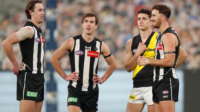 Tyler (left) and Callum Brown (second from left) will no longer be seen in Collingwood colours. Picture: Michael Willson/AFL Photos via Getty Images