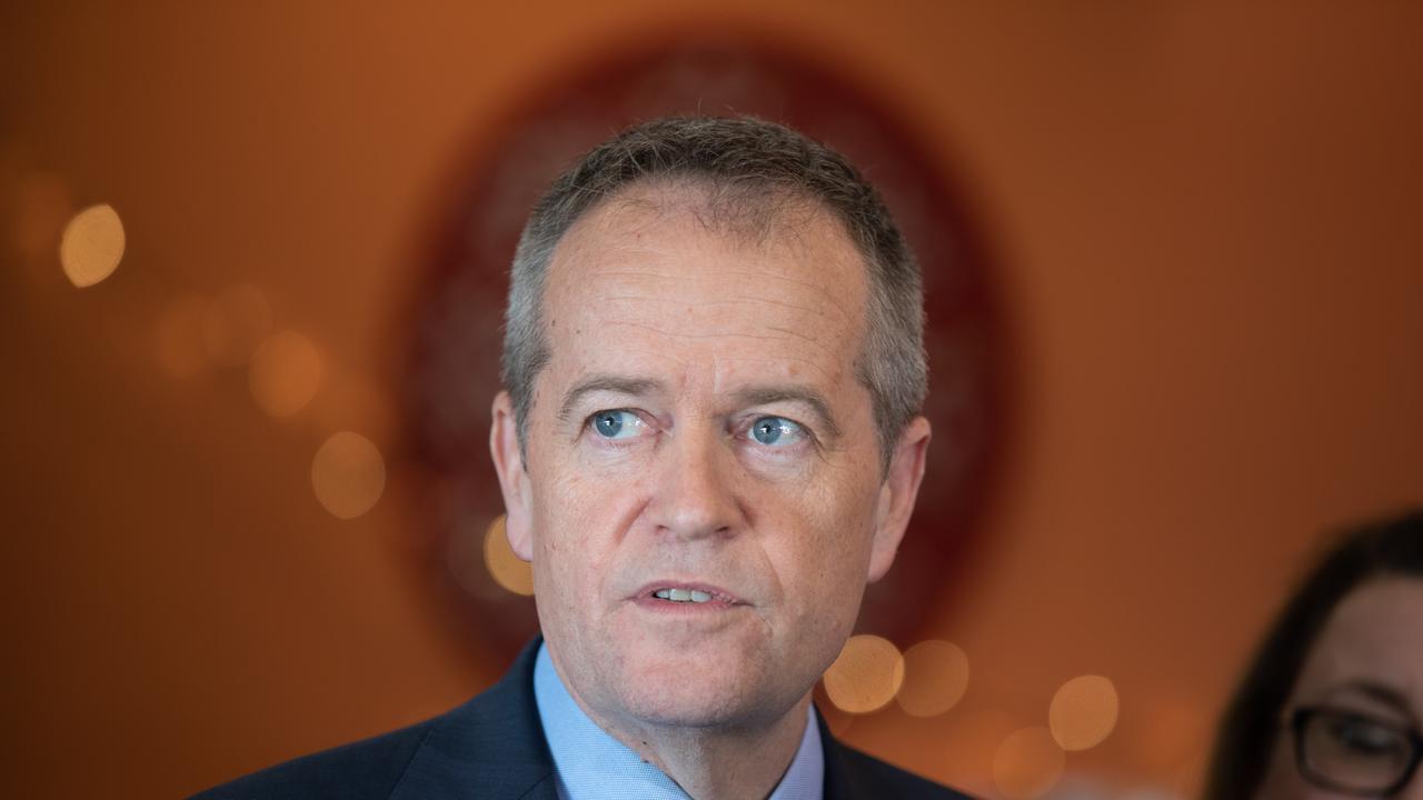 Opposition Leader Bill Shorten visiting the Meercroft Aged Care Home in Devonport, Tasmania. Picture: AAP/Grant Wells