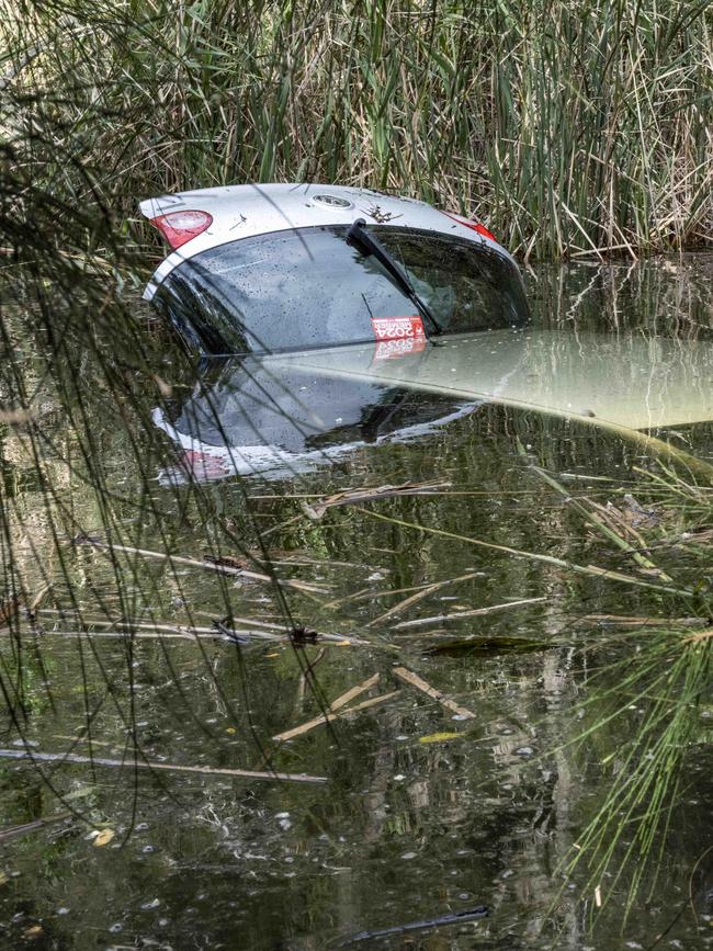 The car was submerged at Dee Why Lagoon.Picture: NCA NewsWire / Monique Harmer