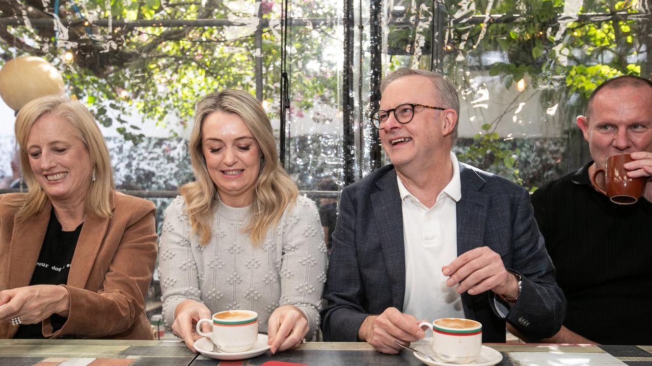 Prime Minister Anthony Albanese kicked off his post-election victory lap by stopping at a cafe he used to frequent with his late mother. Picture: Julian Andrews/ NewsWire