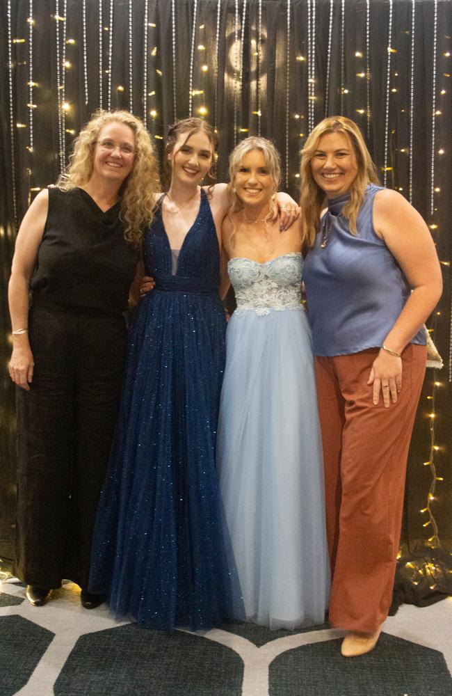 Carly McGrath, Penelope Earl, Indianna Farrow and Heidi Carry at the Maroochydore State High School formal 2023.