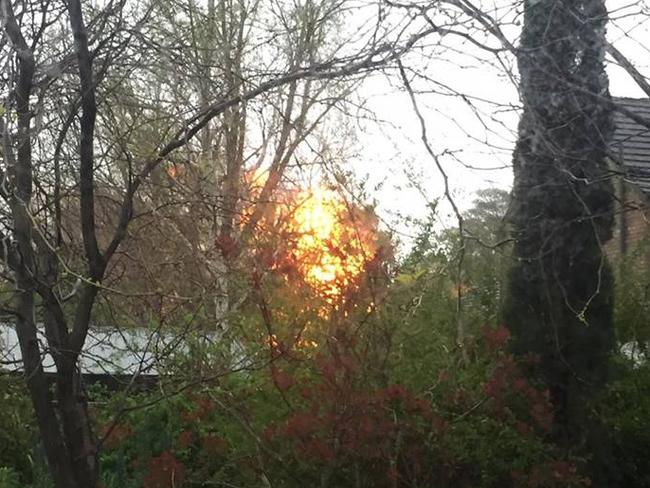 A fire in trees as a result of lightning in SA. Picture: Ethan Powell
