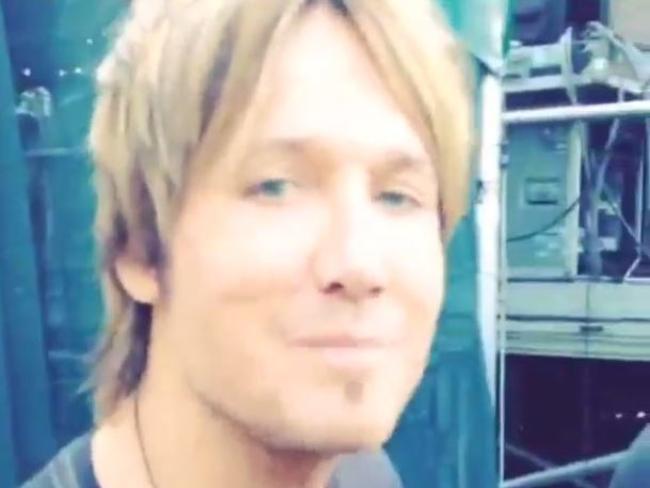 All fired up ... Keith Urban greets his fans before taking to the stage in Central Park in footage he posted online. Picture: Instagram