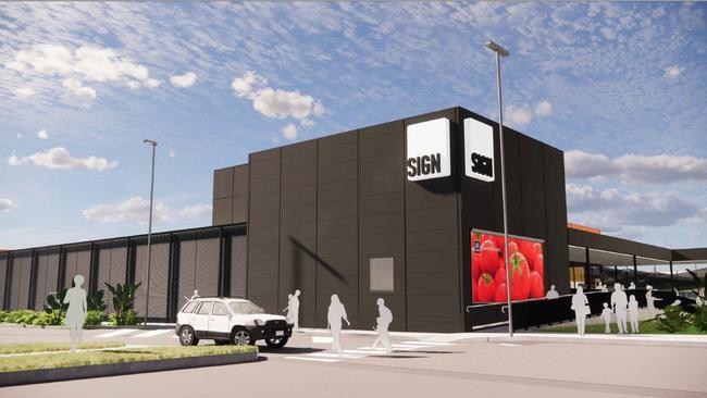 An Aldi supermarket is being built in the Stockland Rockhampton carpark.