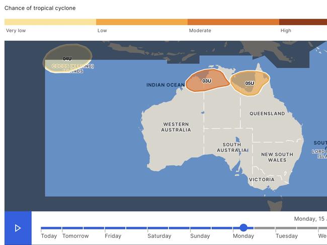 Three lows are forecast by the BOM between Wednesday and next week. Picture: BOM.