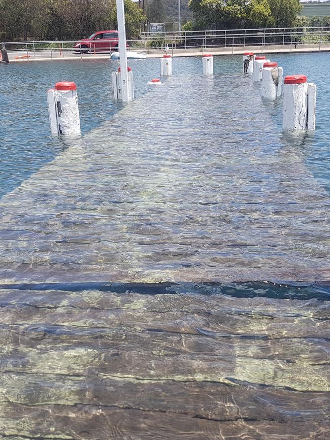 Woy Woy Public Wharf completely submerged during this week's king tide