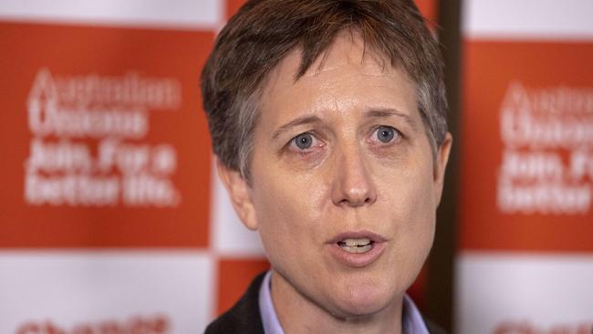 ACTU Secretary Sally McManus insists industrial action in support of sector-wide pay claims would be a “last resort”. Picture: Glenn Hunt