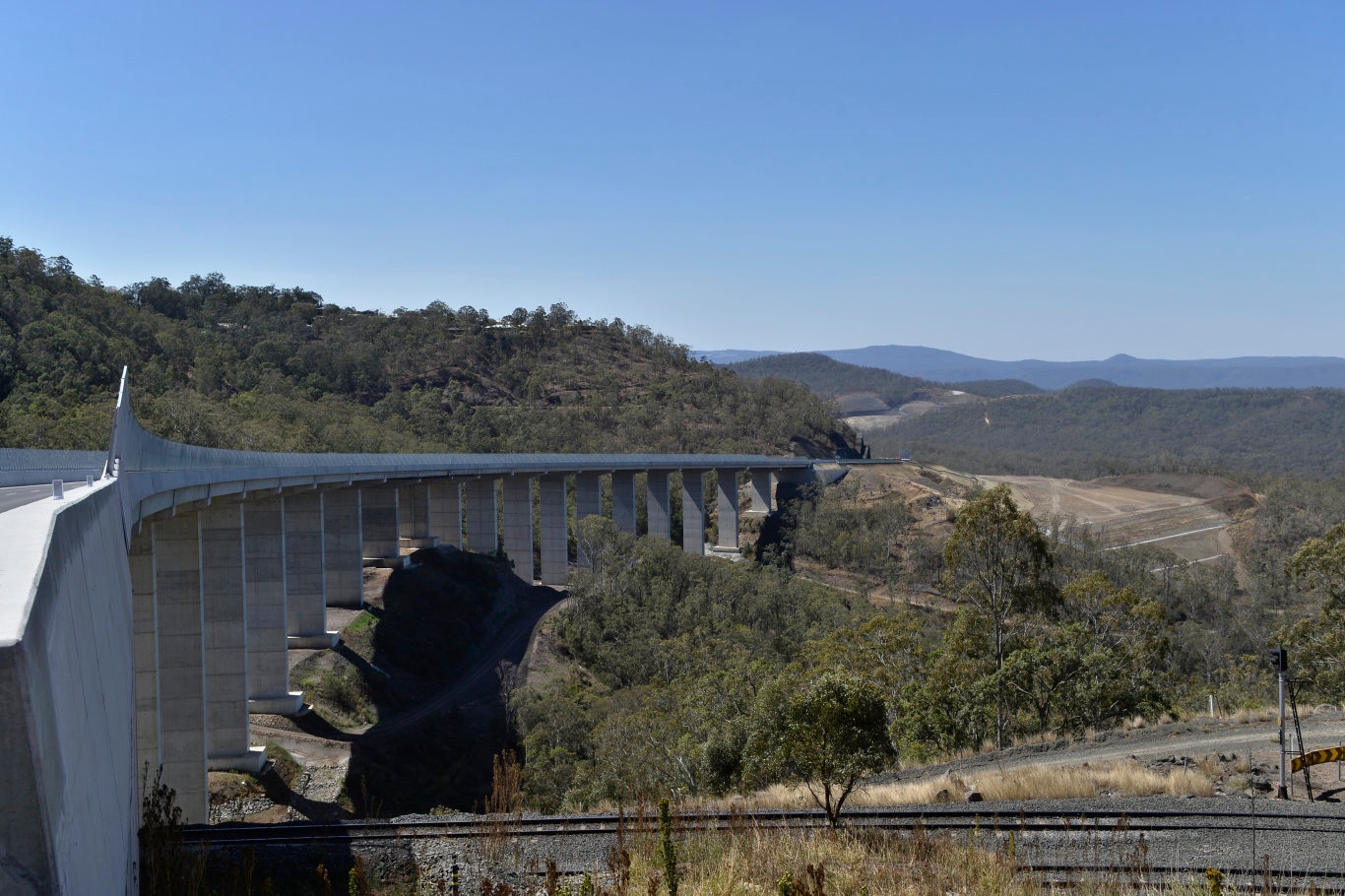 Toowoomba Second Range Crossing viaduct is seen during a media preview before opening, Friday, September 6, 2019. Picture: Kevin Farmer