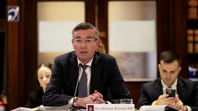 Premier Dominic Perrottet during budget estimates. Picture: Nikki Short