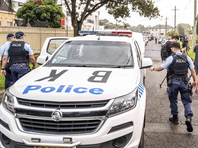 Police at the scene of the shooting today. Picture: Darren Leigh Roberts