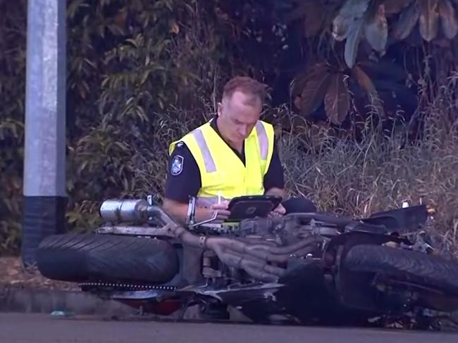 Police at the scene on the accident at Helensvale Rd on Saturday. Picture: 7News.