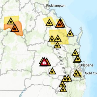 Bushfire warnings across Queensland on Tuesday.