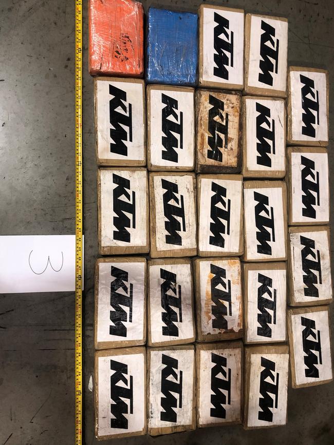 Some of the blocks of white powder found inside the warehouse.