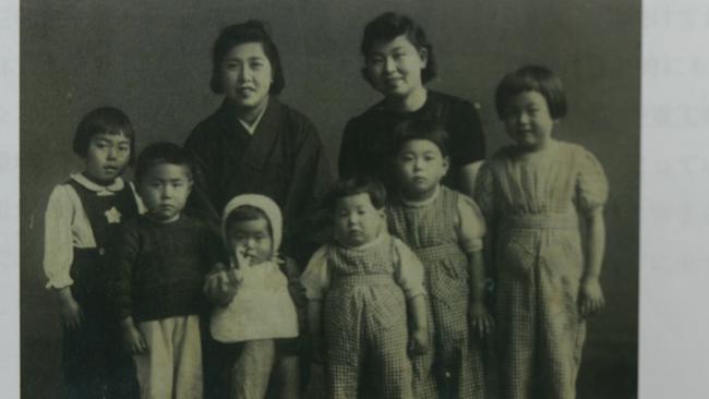 Ms Teramoto with her mother, younger brother and sister, and her aunt and cousins, days before the blast.