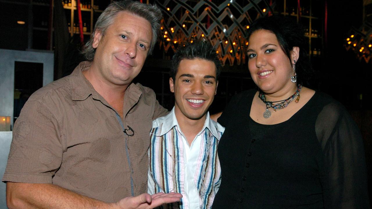 Ian “Dicko” Dickson with Australian Idol contestants Anthony Callea and Casey Donovan in 2004.