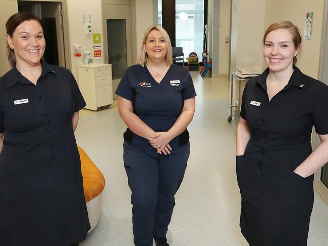 Nurses Natasha Zajaz, Laura Ursell and Vanessa Dwyer. Picture: Peter Wallis