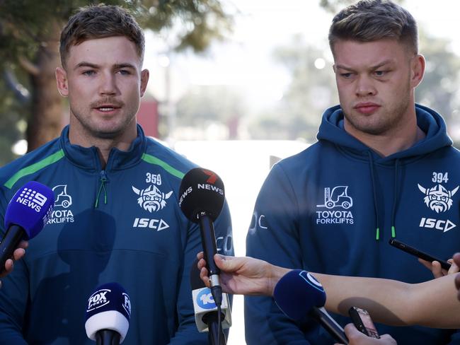 Hudson Young and Morgan Smithies have been fined by the NRL. Picture: Jonathan Ng