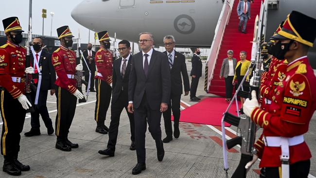 Anthony Albanese disembarks from the RAAF KC-30A on arrival in Jakarta, Indonesia, for a bilateral visit in June. Picture: AAP