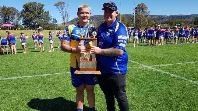 Warilla-Lake South Gorillas captain Cooper Harrison and coach Leigh Clark. Picture: Steve Montgomery Sports Photography