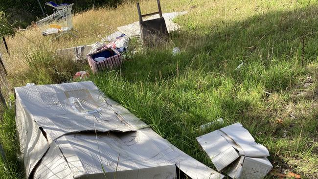 Trash dumped on a vacant block in Dandenong. Picture: Brooke Grebert-Craig