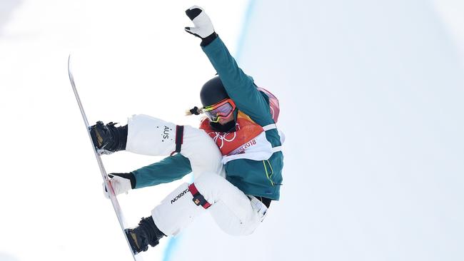 Australian snowboard halfpipe rider Emily Arthur competing in the qualification rounds in PyeongChang yesterday. Picture: Getty Images