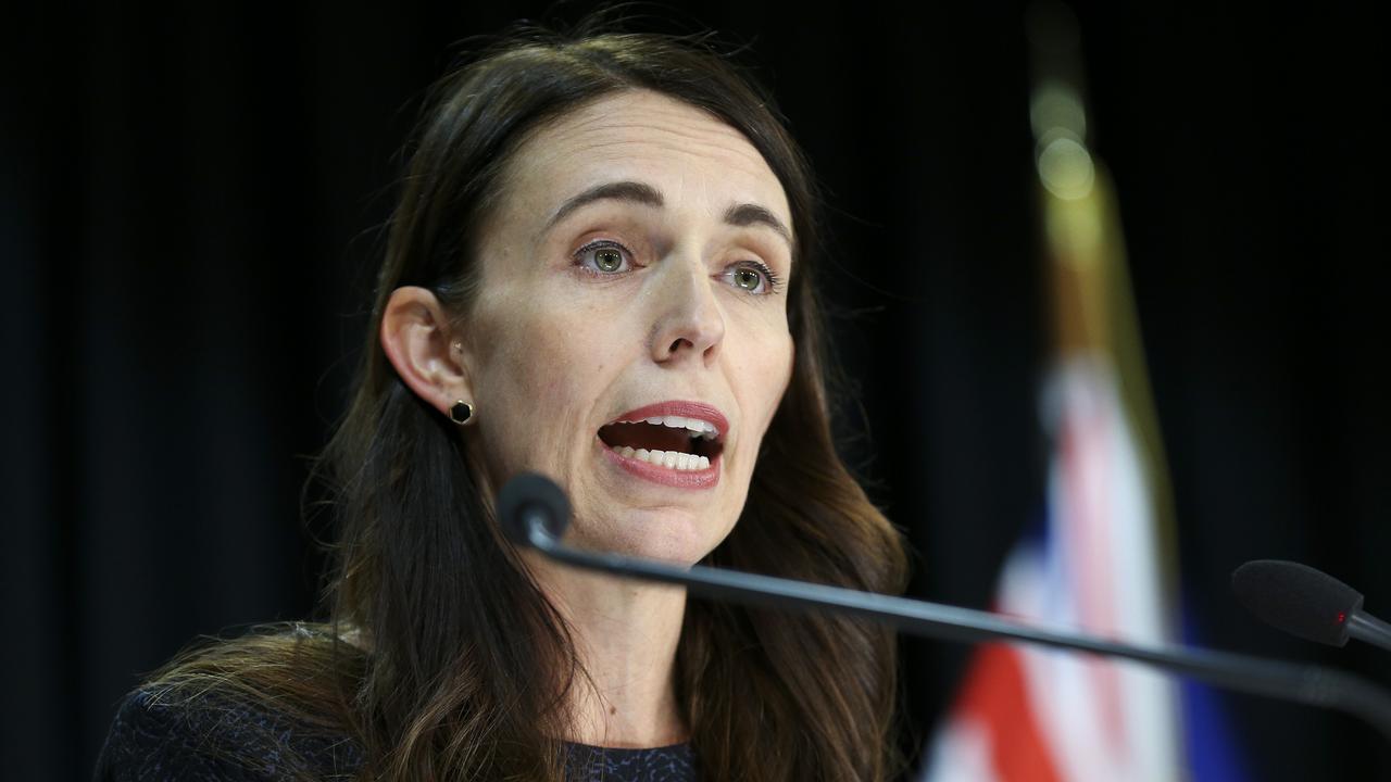 A visibly angry Jacinda Ardern urged Scott Morrison to ‘take responsibility’. Picture: Hagen Hopkins/Getty Images
