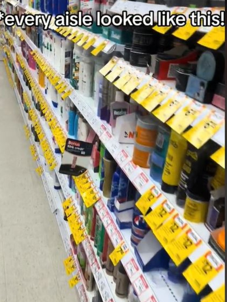 Almost every product had a yellow ticket. Picture: TikTok/ellaxthezoo