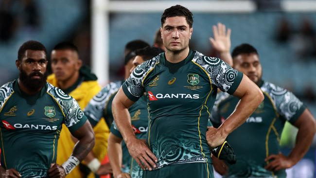 Rob Simmons of the Wallabies looks dejected after the match. Picture: Cameron Spencer/Getty Images