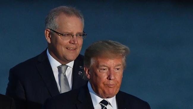 US President Donald Trump and Prime Minister Scott Morrison at the family photograph during the G7 Summit in the town of Biarritz, 800km south of Paris in France.