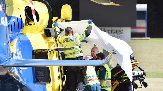 A rescue helicopter has been called to fly a woman to hospital after a car and truck crashed in West Woombye. Photo Patrick Woods / Sunshine Coast Daily.